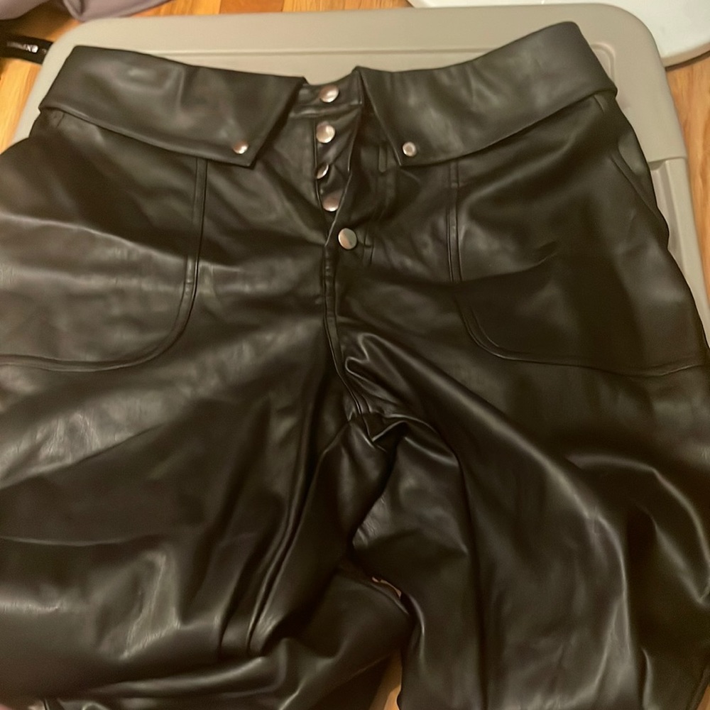 XL black leather plants
